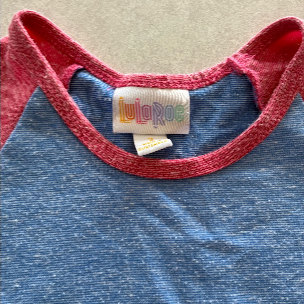 LuLaRoe Kids Short Sleeve Tee - Blue and Red